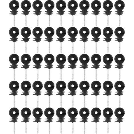 Schwarze Schraubringisolatoren, Zubehör für Elektrozäune an Holzpfosten, 50 Stück/Set