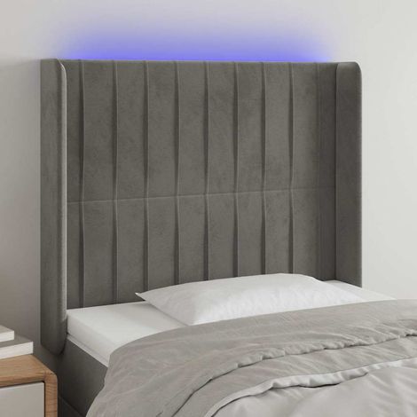vidaXL Cabecero con LED de terciopelo gris claro 93x16x118/128 cm (1/5)