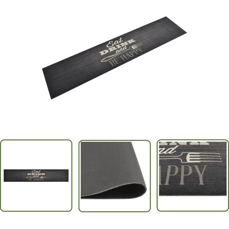 The Living Store Tapis de cuisine lavable impression cuisine noir 60x300 cm - Tapis De Cuisine - Tapis Absorbant - Tapis Décoratif - Tapis Moderne - Tapis Multicolores (1/5)