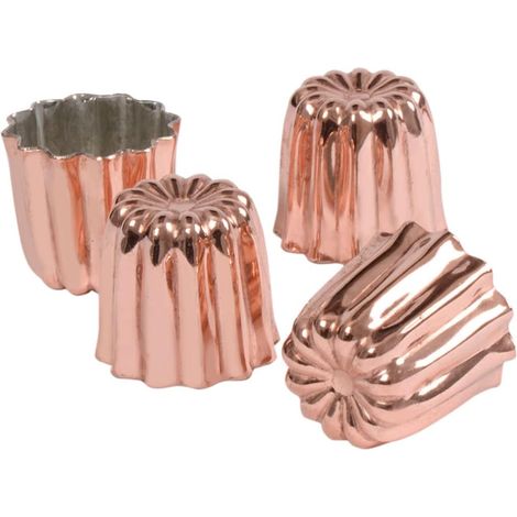 Lot de 4 Moules à Canelés en Cuivre 45 mm, Intérieur Étamé, Résistant 280°C, pour Pâtisserie Maison (1/5)