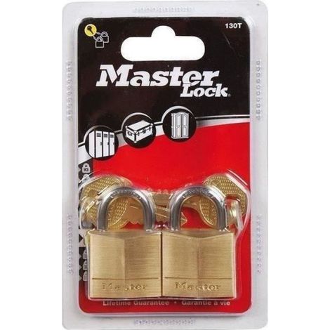Cadenas - Laiton Massif - Anse Acier Cémenté 16 mm - Longueur 30 mm - Double Verrouillage À Taquets - Lot De 2 (1/2)