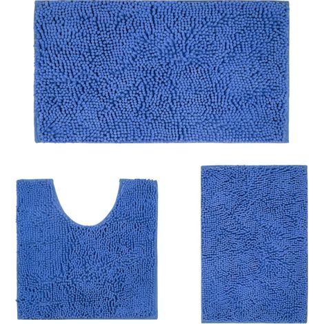 3 Tapis De Bain, Chenille Douce, Base Antidérapante, Absorbant, Pour Salle De Bain, Toilette Et Douche (1/5)