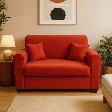 Divano 2 Posti Mini Estasi Rosso 125 cm Tessuto Moderno