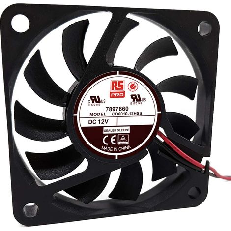 Ventilateur axial RS PRO 12 V c.c., 35.7m³/h, 60 x 60 x 10mm, 3W ( Prix pour 1 )