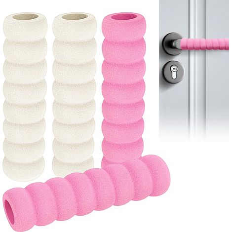 Lot de 4 butoirs de poignée de porte antistatiques en mousse pour protéger les murs et les meubles (beige, rose) (1/5)