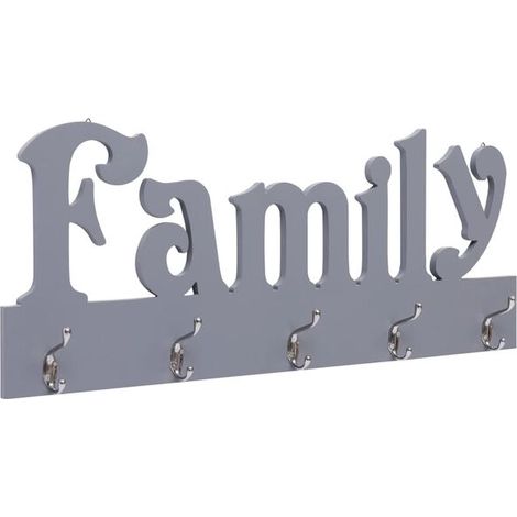 Porte-manteau mural FAMILY, gris, 74 x 29,5 cm (1/5)