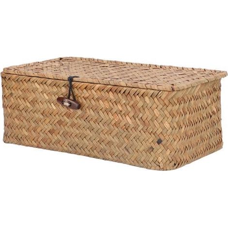 Boîte de rangement - - Panier rectangulaire - Jonc de mer naturel - Tissé à la main - Grande capacité (1/4)