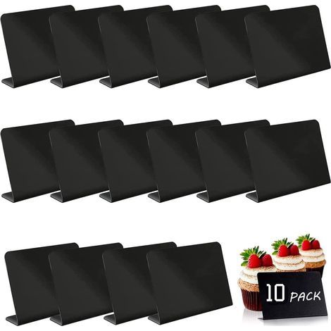 Lot de 10 mini-tableaux noirs de 7,5 cm - Étiquettes alimentaires effet tableau noir (1/5)