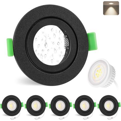 Set of 6 recessed spotlights, IP65 waterproof, 5W LED module, 4000K neutral white, for bathroom and outdoor use (1/5)