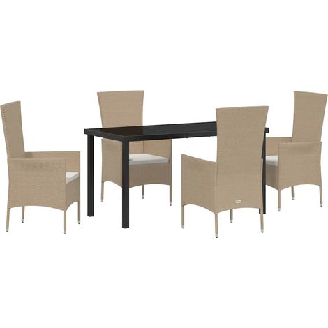 Maison Exclusive - Conjunto de Comedor de Jardín 5 pcs Beige ratá (1/5)