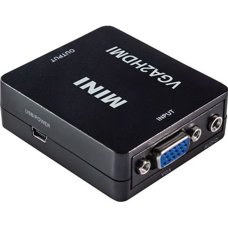 MAXTRACK CS40L - Adaptador VGA a HDMI (Full HD, 1080p/60 Hz, Plug & Play, Compatible con PC/Ordenador portátil, proyector, Monitor, Incluye Cable de alimentación) (1/5)