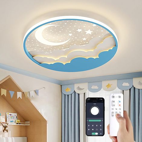 1 Plafonnier Led 50cm Étoile Lune Acrylique Dimmable Télécommande App Minuterie Chambre Enfant (1/5)