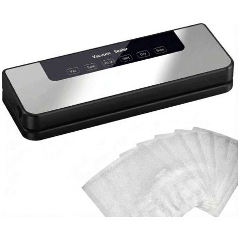 Machine à emballer sous vide, 6 en 1, avec affichage numérique LED, compte à rebours, programme de soudage, mode de scellage, riz, humide, sec pour tout type d'aliment,contient 10 sachets