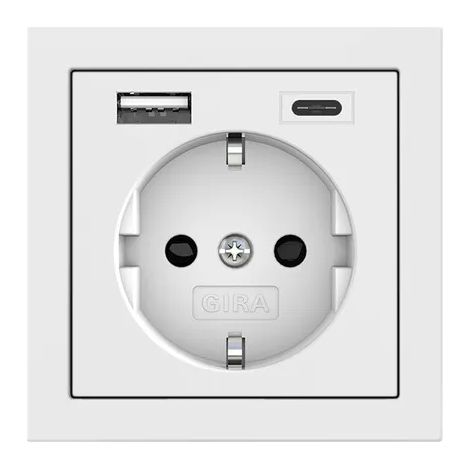 Gira SCHUKO SP Suministro tensión USB 2f Tipo A/C System 70 Blanco puro [245970], 2459 70