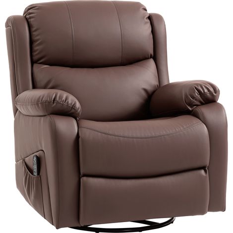 Poltrona Relax Reclinabile 87x97X100 cm con 8 Punti Massaggianti Riscaldanti e Poggiapiedi Marrone (1/5)