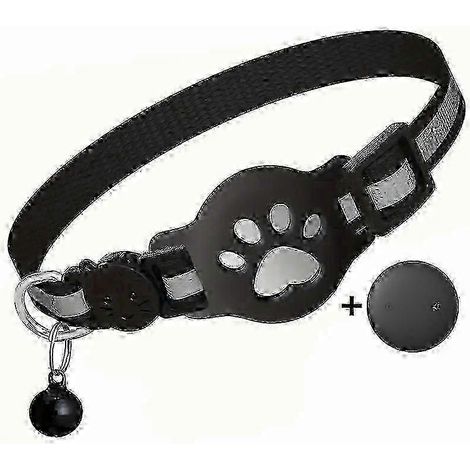 Airtag und Android-GPS-Tracker für Katzen, wasserdichtes reflektierendes Halsband, keine versteckten monatlichen Gebühren, reflektierendes Schwarz B (1/5)