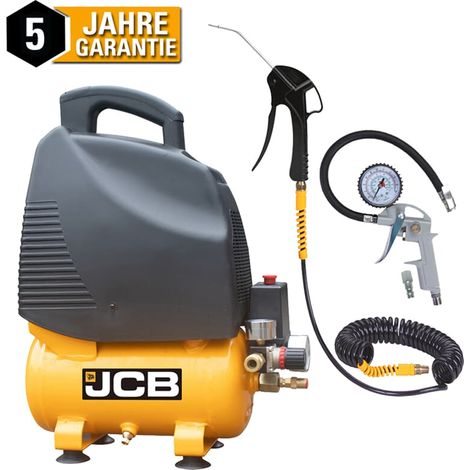 JCB Druckluft Kompressor AC6 Ölfrei 8 bar 6 Liter 161l/min inkl. Zubehör Set (1/5)