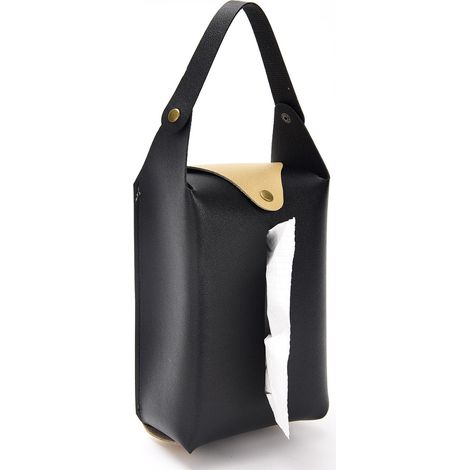 Sac à serviettes en papier portable pour voiture suspendue, en carton cuir (1/5)