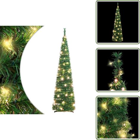 The Living Store Pop-Up-Weihnachtsbaum Künstlich 50 LEDs Grün 120 cm - Künstlicher Weihnachtsbaum