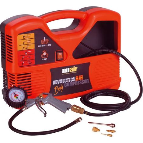 Compresor NU-AIR de tipo caja, 1,5 CV/8 BAR/sin aceite.