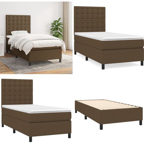 Sommier à lattes de lit avec matelas Marron foncé 80x200 cm - Lit Tapissier - Lit Double - Matelas À Ressorts Ensachés - Literie - Chambre À Coucher - Home & Living (1/5)