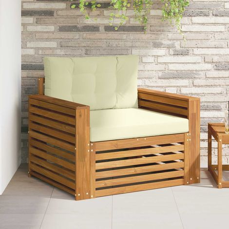 Outdoor-Sofagarnitur Massives Akazienholz und Polyester Natur