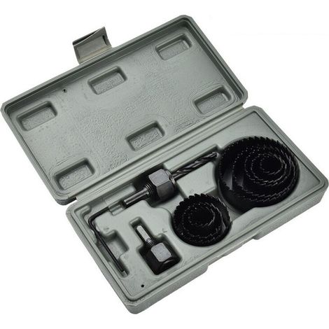 11PCS Kit Scie Cloche, 19-64mm En Acier Au Carbone Downlights Foret Outils Cutter pour plaques de plâtre,Noir