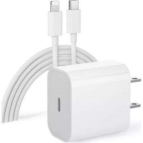 Chargeur rapide 20W USB-C pour iPhone, câble Type-C et adaptateur secteur, bloc alimentation compatible, kit charge filaire rapide (1/4)