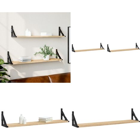 Wandregale 2 Stk. Sonoma-Eiche 80 x 15 x 15,5 cm Holzwerkstoff - Holzregal - Wandgestaltung (1/5)