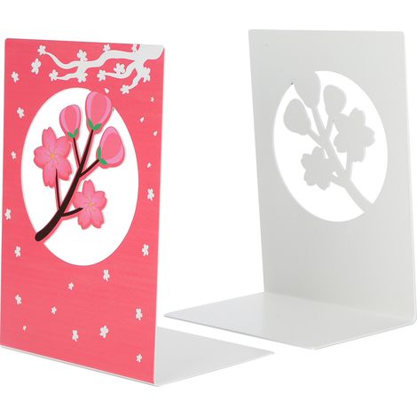 Set mit 2 rutschfesten und stabilen Buchstützen aus Metall, für Zuhause oder Büro (Sakura) (1/5)