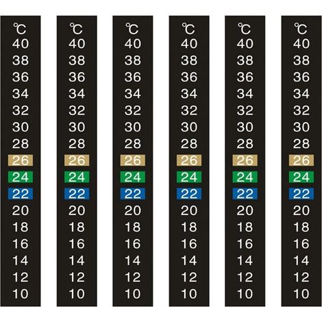 (10 à 40 °C)Lot de 6 autocollants de température de l'eau, à induction, thermomètre numérique d'aquarium, convient pour la position des tortues, reptiles et poissons d'ornemen (1/5)