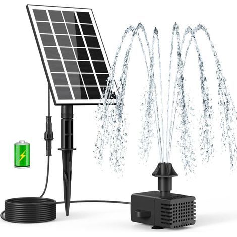 Fontaine Solaire - 1 Unité - Verre - Pompe 3.5W Avec Batterie - Pour Étang Et Jardin - Câble 5 Mètres (1/5)