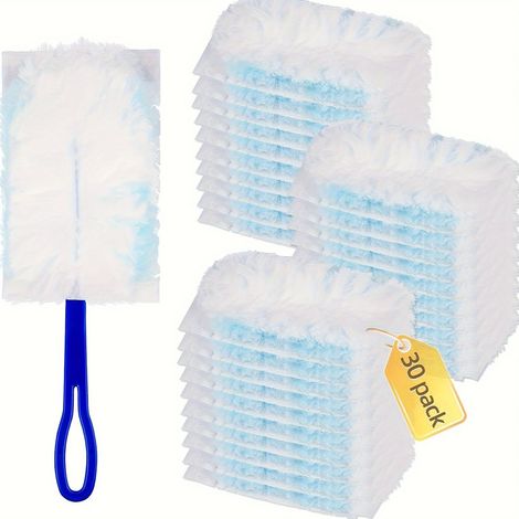 30 recharges pour plumeaux compatibles avec les plumeaux Swiffer 180 / manche extensible, recharges multi-surfaces ultra-résistantes + 1 manche, sans parfum (1/5)