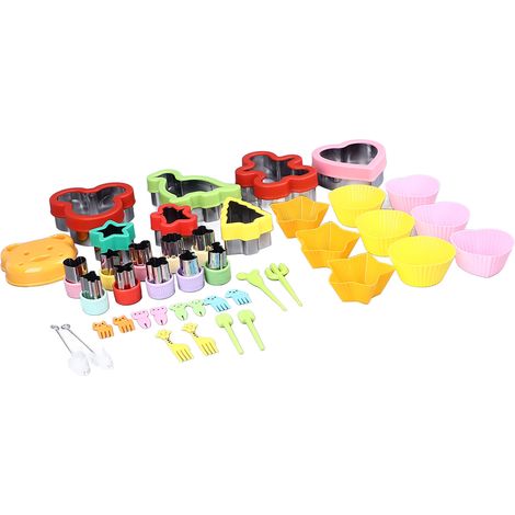 43 mini emporte-pièces pour sandwichs, moules à sandwichs et biscuits à faire soi-même, avec fourchettes à fruits pour enfants (1/5)