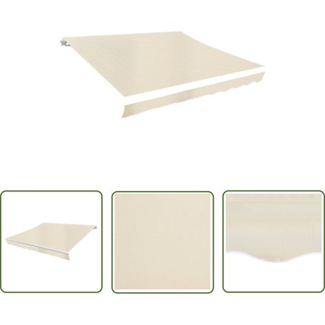 The Living Store Toit d'auvent Toile Crème 4x3 m (Cadre non inclus) - Toiture D'extérieur - Auvent Pliable - Parasol - Abri Solaire - Protection Solaire (1/5)