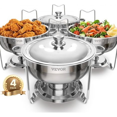 Chauffe-Plat 4PCs 4 - 7 L - Buffet Chauffant Rond Réchaud en (1/5)