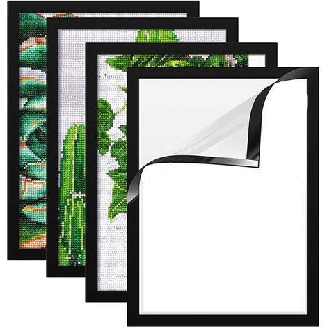 Cadre magnétique 4 pièces - Cadres pour peinture diamant - Cadres pour peinture diamant - Cadre magnétique pour art - 30 x 40 cm - Autocollant - Pour peintures, photos, avis, certificats, affiches - D (1/5)