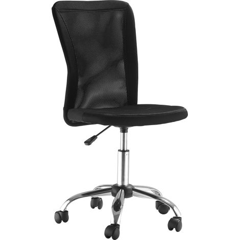 Chaise de bureau sans accoudoirs, ergonomique, réglable en hauteur, supportant jusqu'à 100 kg, noire (1/5)