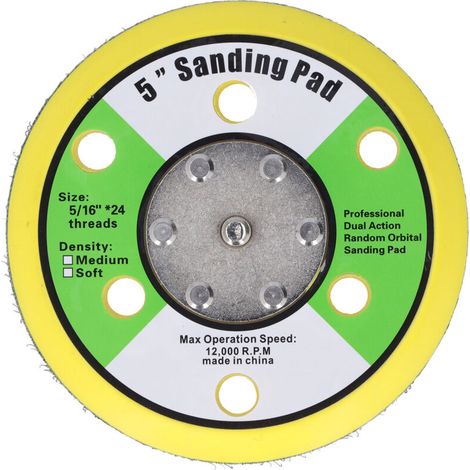 Jeffergarden Tampon de ponçage pneumatique 5" avec support auto-agrippant en PU 5/16-24, 12 000 tr/min (1/5)