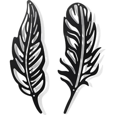 Metal Feather Wall Decoration Black Wall Hanging Decor Silhouette Wall Art