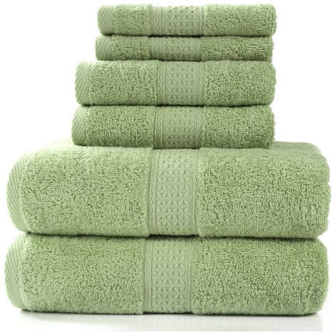 Handtücher aus der Pearl Kollektion – 6-teiliges Set, 100 % Baumwolle, 950 g/m², 2 Badetücher + 2 Handtücher, Farbe: Weidenblatt (1/5)
