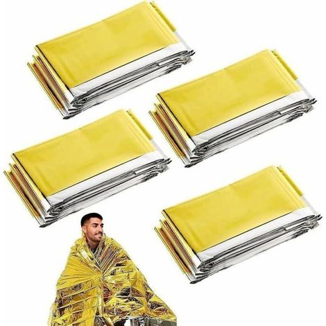 Couverture de survie imperméable 4 pièces, couverture thermique d'urgence, extérieur, randonnée, camping, 160-210cm