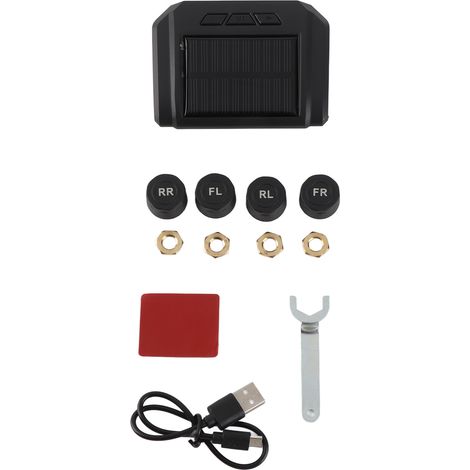 Moniteur de pression des pneus sans fil, écran LCD HD, alerte en temps réel, système de surveillance de charge USB à énergie solaire (1/5)