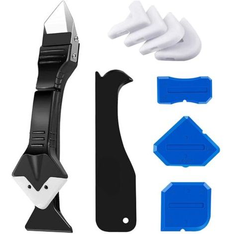 QORVA-3 en 1 Kit de Calfeutrage en Silicone, Outils de L'enlève Joint, kit de Lisseur de joints Silicone avec Tête en Acier Inoxydable, pour Évier de Fenêtre Cuisine Salle de Bain