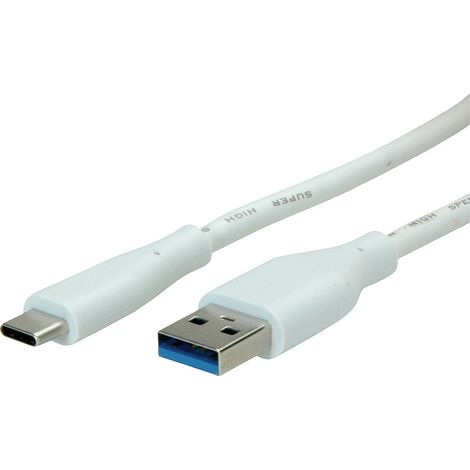 Value USB-Kabel USB 3.2 Gen1 USB-A Stecker, USB-C® Stecker 2.00 m Weiß Geschirmt 11.99.9035