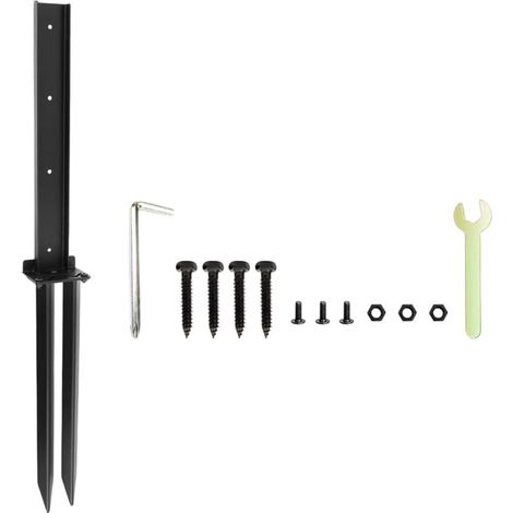 Kit de réparation de poteaux de clôture en acier robuste pour poteaux en bois cassés – Piquet résistant à la rouille 80 cm noir (1 pièce) (1/5)
