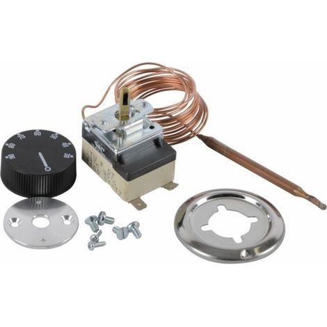 Thermostat - 1 Unite - Reglage 30°C a 90°C - Bulbe 100 mm - Capillaire 2 m - Contact Inverseur 16 A - Pour Chauffe-Eaux (1/3)