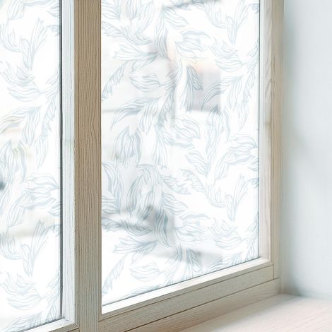 Sichtschutzfolie 50x116 cm PVC Sichtschutz Fenster Dekorativ Dekorfolie Blickdicht Selbstklebend Folie für Badezimmer Milchglas ätherische Blätter