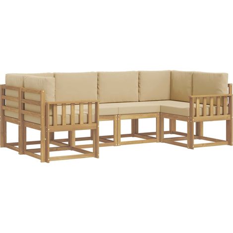 Set di divani da esterno 6 pz 6-Posti Bianco e Beige vidaXL (1/5)