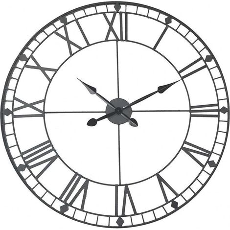 Atmosphera – Horloge murale géante 88 cm en métal noir vieilli – Épaisseur 4,5 cm – Design rétro industriel pour décoration intérieure (1/5)